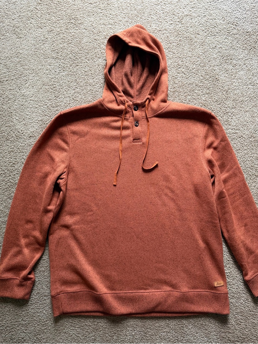 Hooded Henley Sweater - Rust